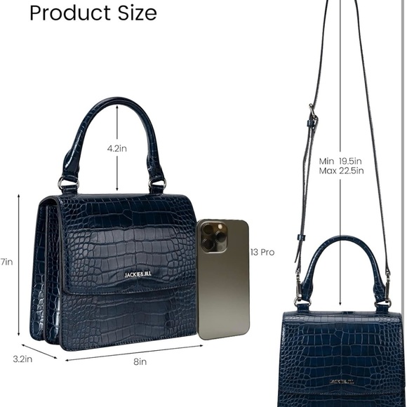 Blue Crocodile Leather Pattern crossbody bag handbag - Picture 4 of 6